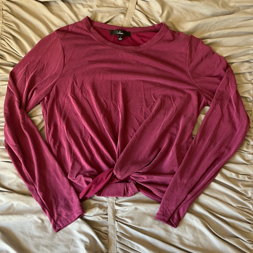 Lulus Magenta Long Sleeve Twist Top